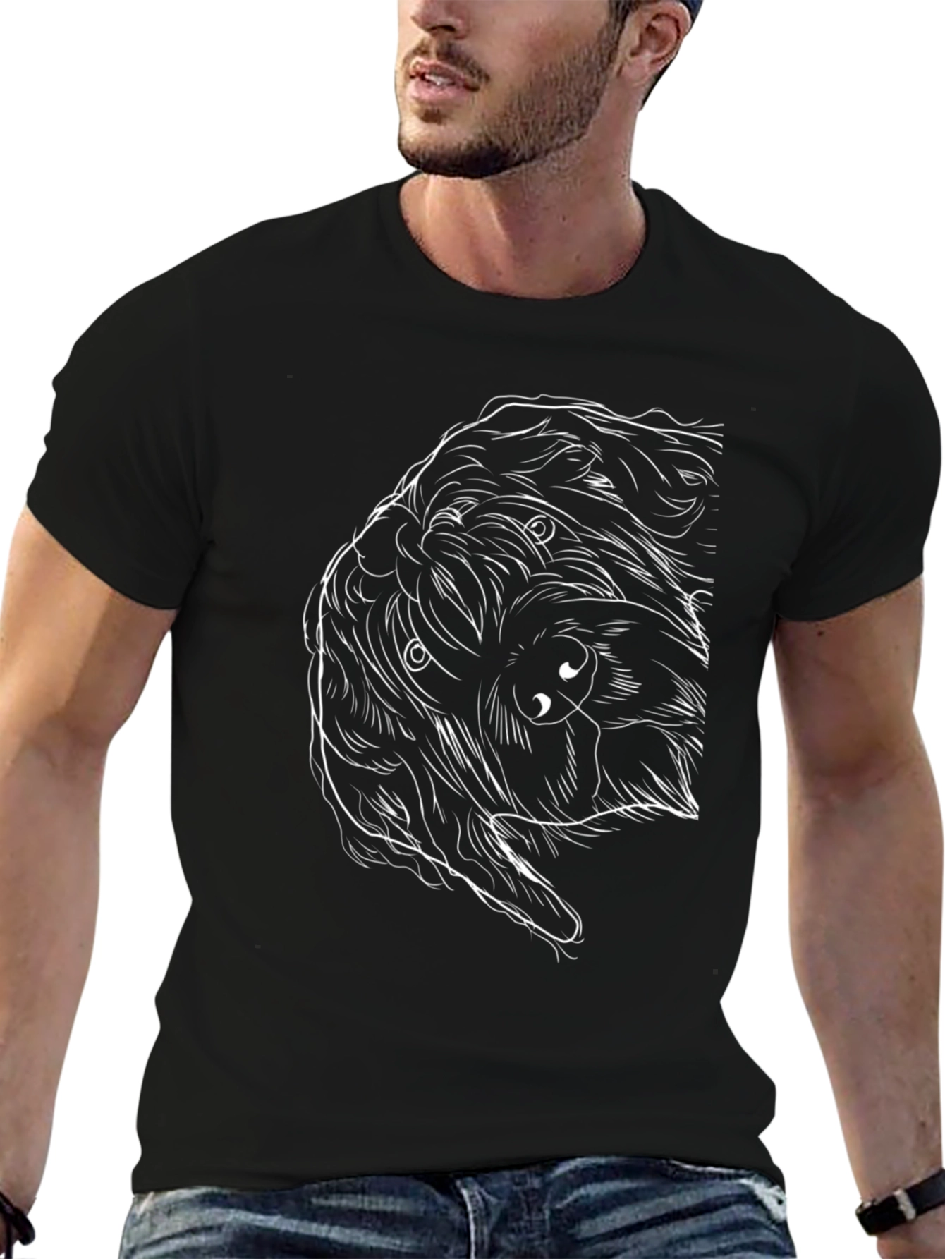 Dog Sketch T-Shirt - Black Cotton Tee