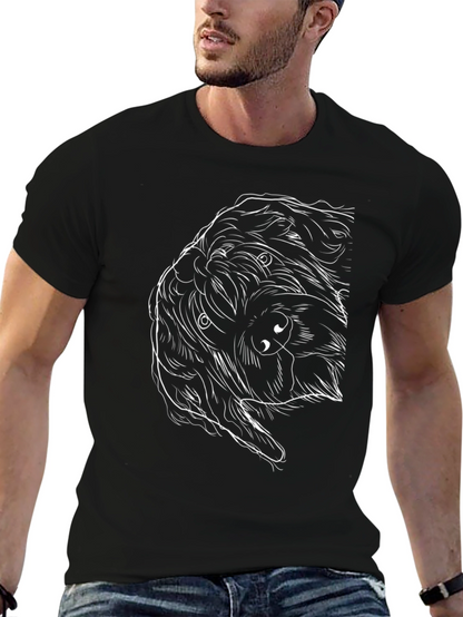 Dog Sketch T-Shirt - Black Cotton Tee