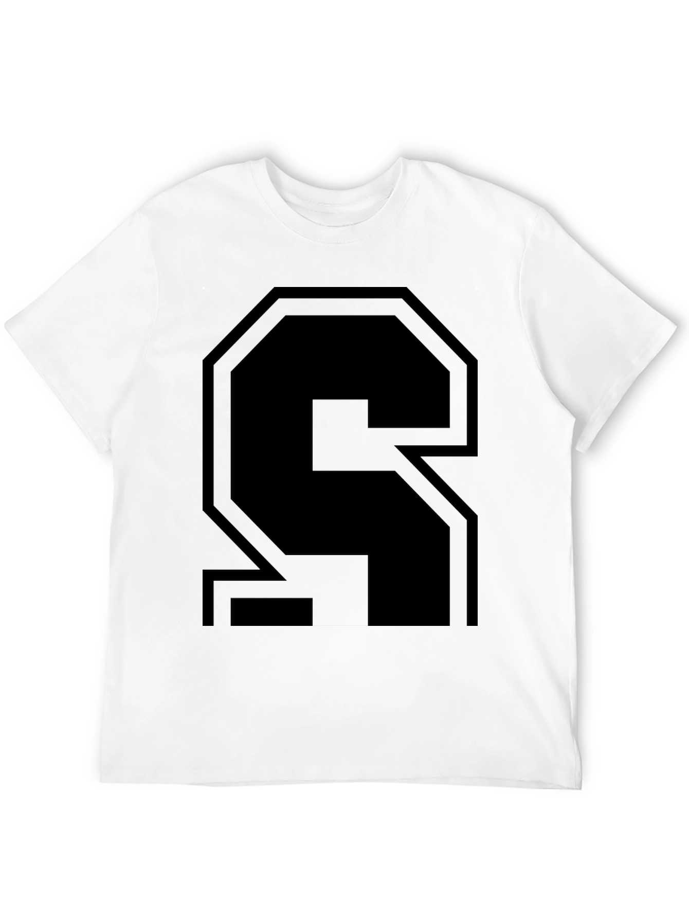 Bold Black Letter S Graphic T-Shirt - Modern Style