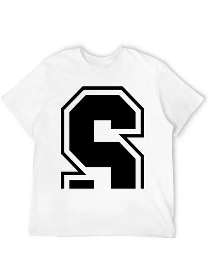 Bold Black Letter S Graphic T-Shirt - Modern Style