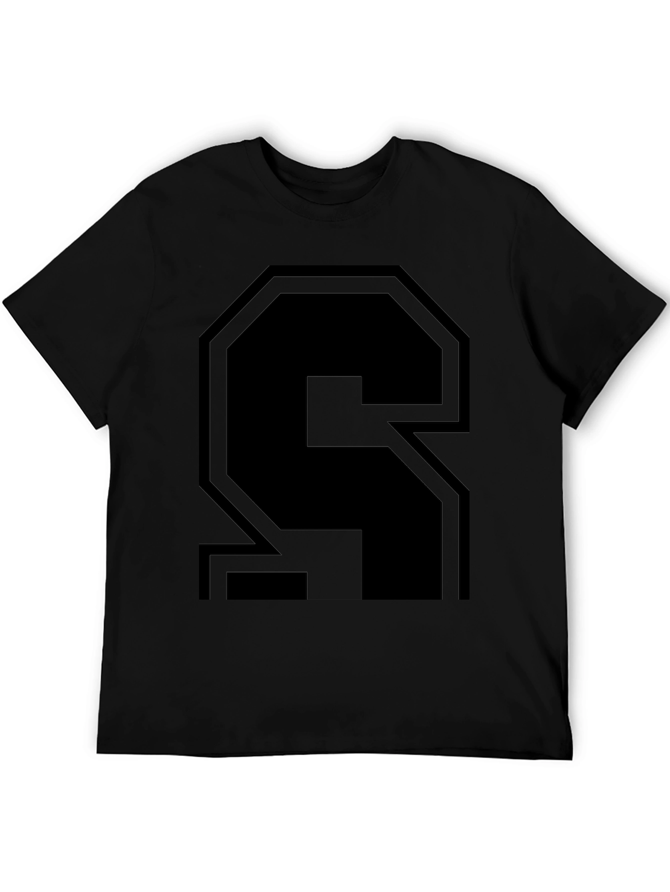 Bold Black Letter S Graphic T-Shirt - Modern Style