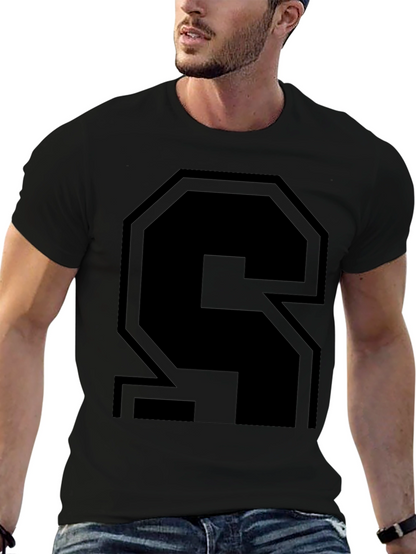 Bold Black Letter S Graphic T-Shirt - Modern Style