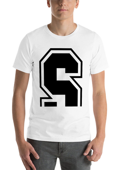 Bold Black Letter S Graphic T-Shirt - Modern Style