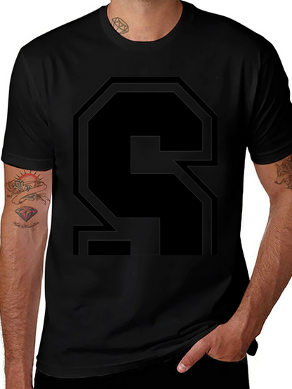 Bold Black Letter S Graphic T-Shirt - Modern Style