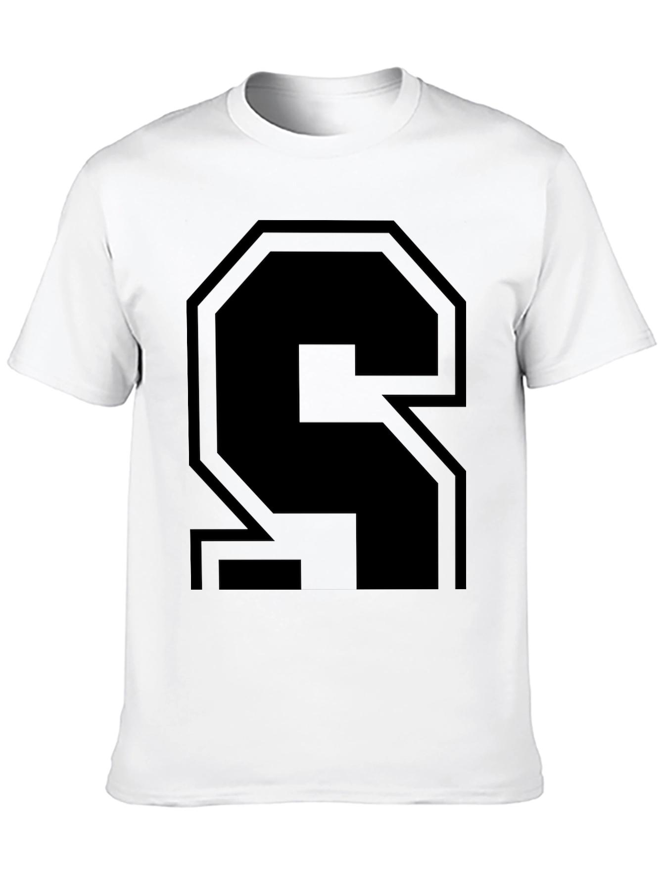 Bold Black Letter S Graphic T-Shirt - Modern Style