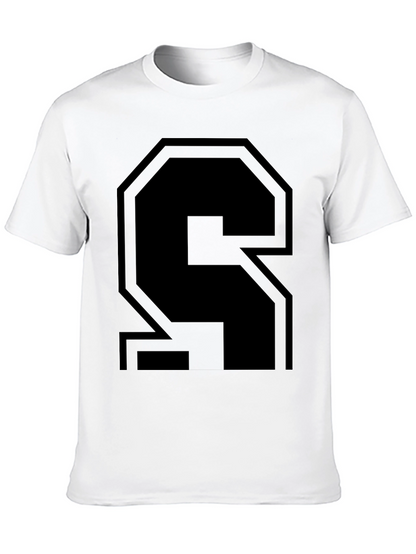 Bold Black Letter S Graphic T-Shirt - Modern Style