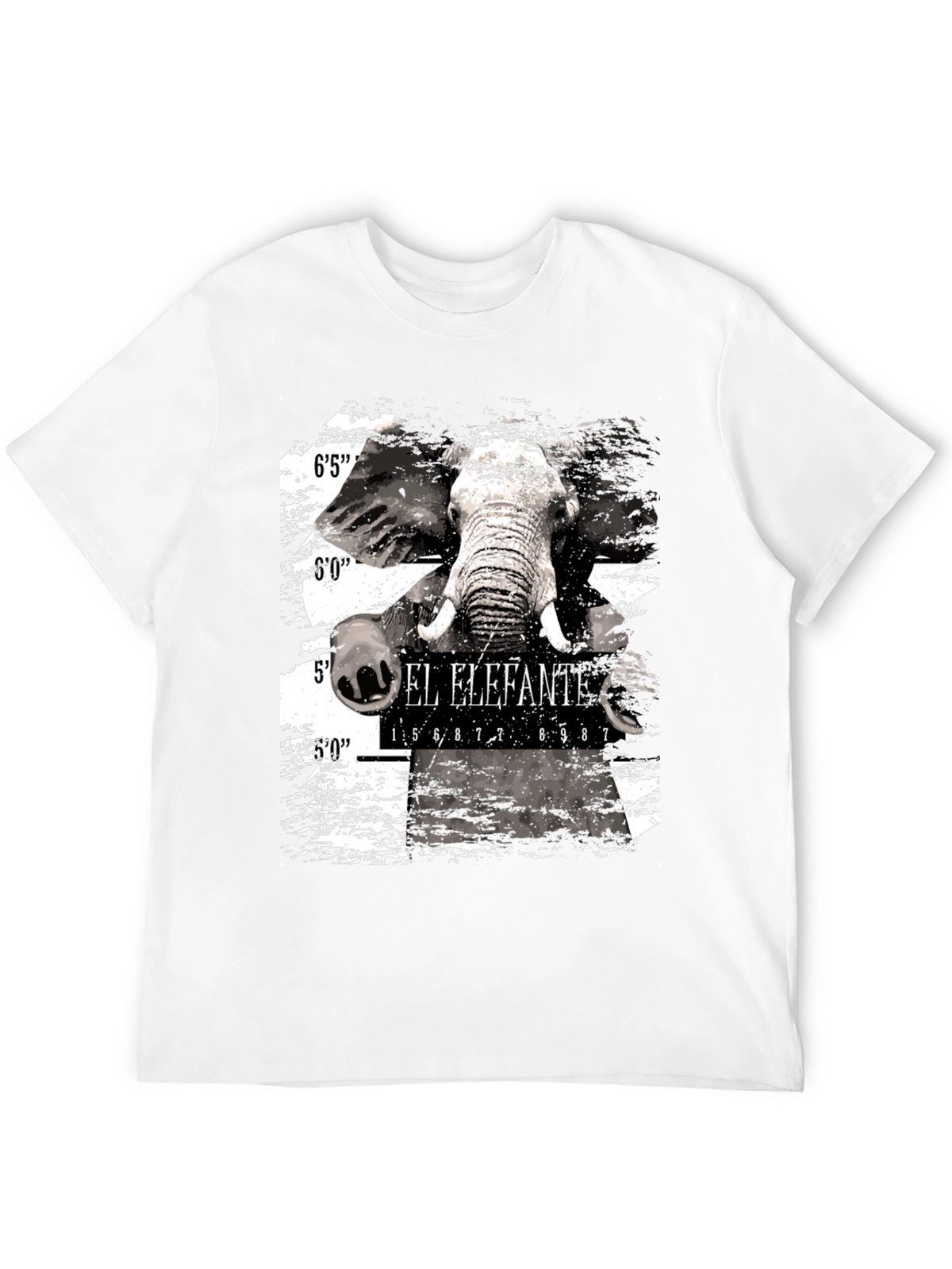 El Elefante Mugshot Mens Black Graphic T-Shirt