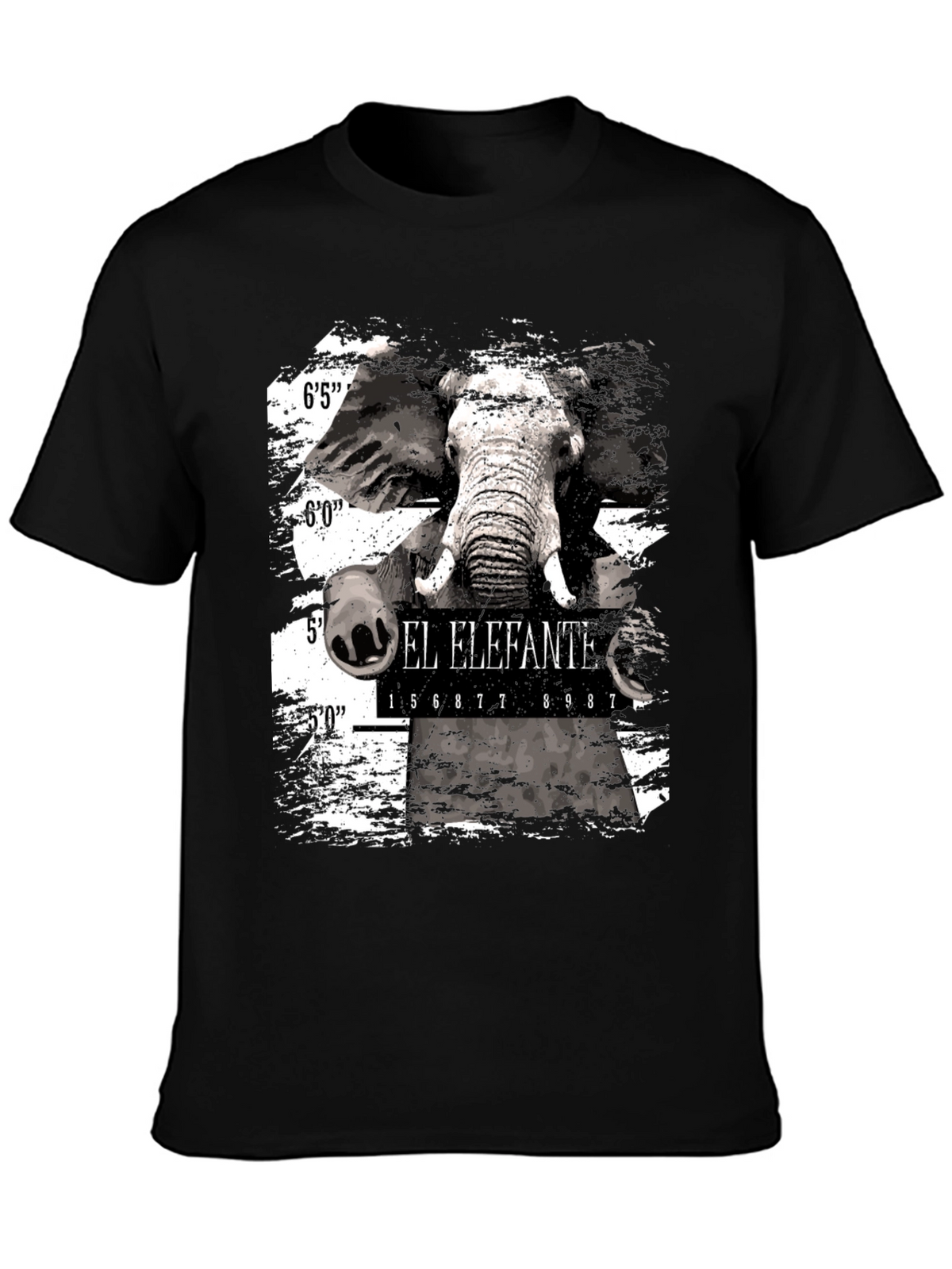 El Elefante Mugshot Mens Black Graphic T-Shirt