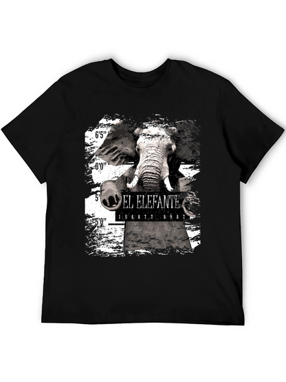 El Elefante Mugshot Mens Black Graphic T-Shirt