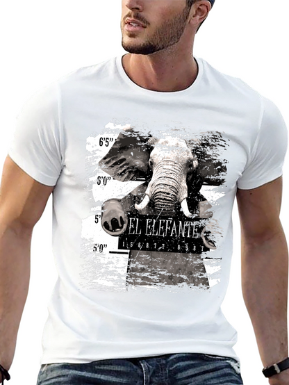 El Elefante Mugshot Mens Black Graphic T-Shirt