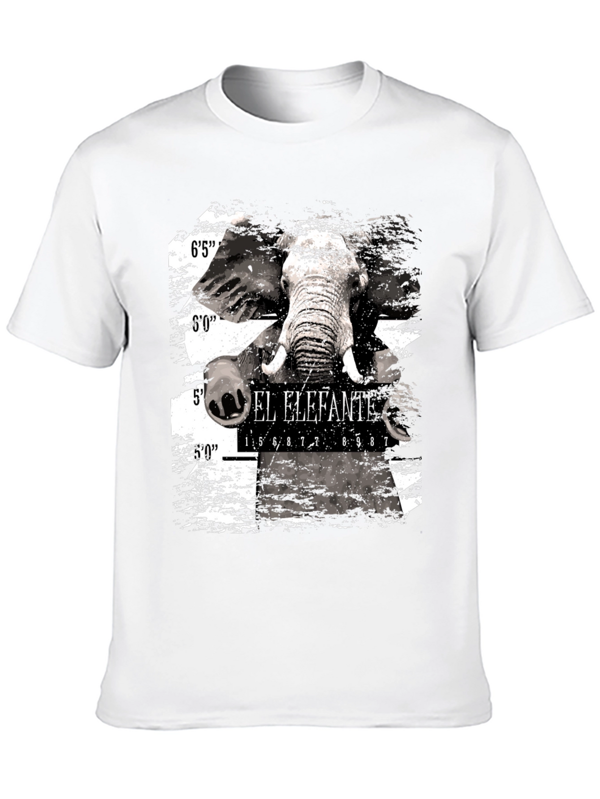 El Elefante Mugshot Mens Black Graphic T-Shirt