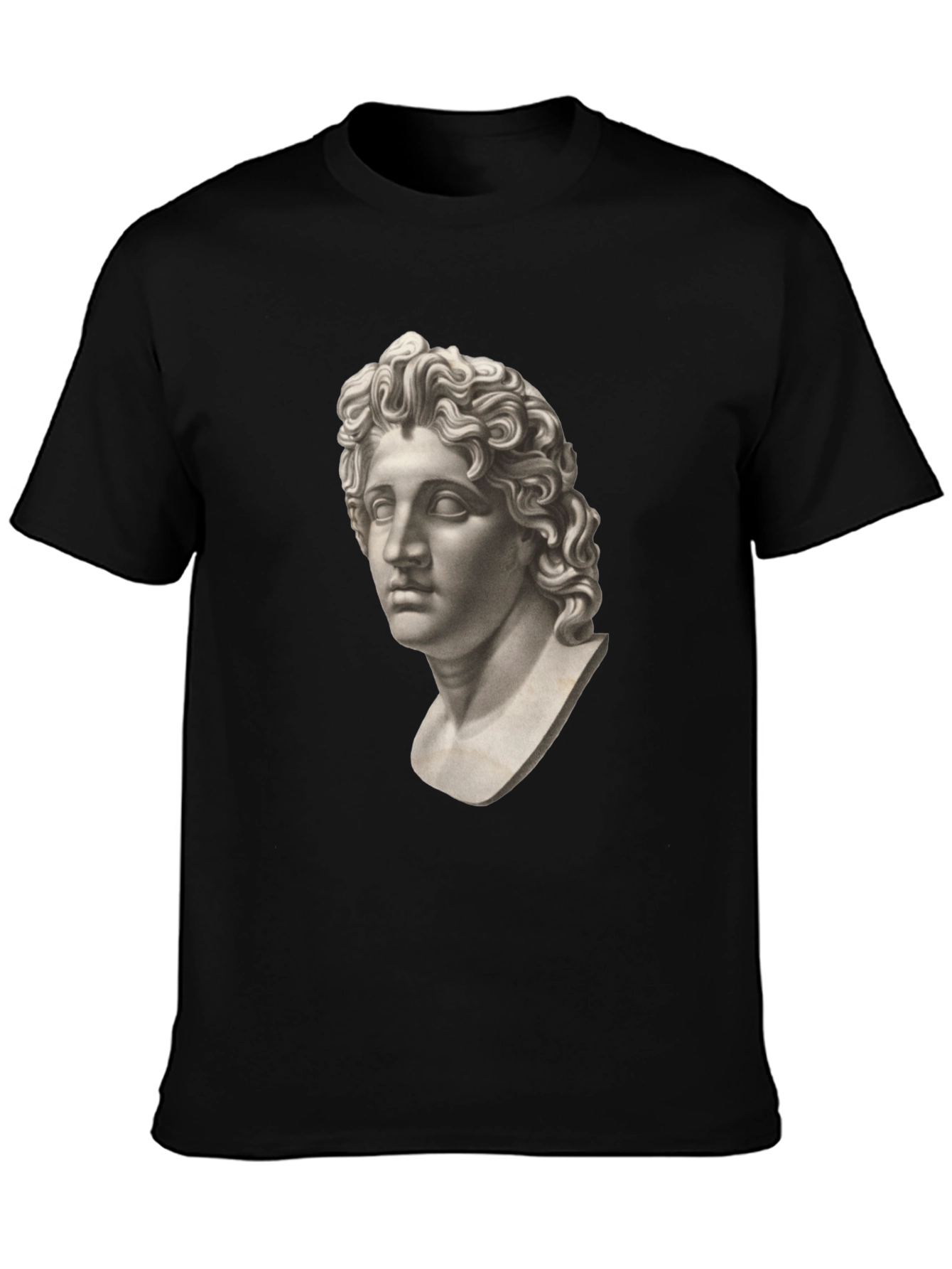 Statue Head Graphic Tee - Classic Black Cotton T-Shirt