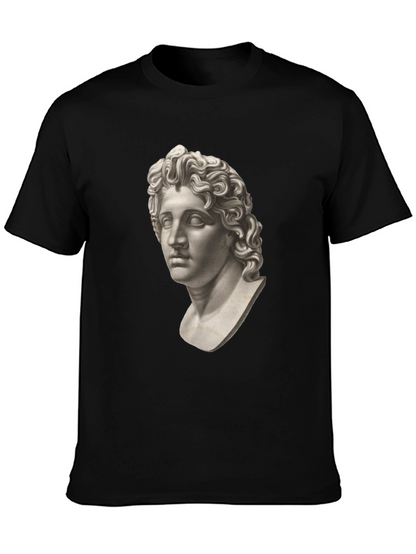 Statue Head Graphic Tee - Classic Black Cotton T-Shirt