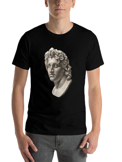 Statue Head Graphic Tee - Classic Black Cotton T-Shirt