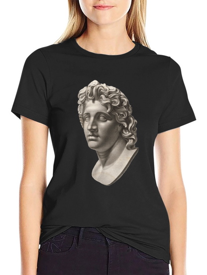 Statue Head Graphic Tee - Classic Black Cotton T-Shirt