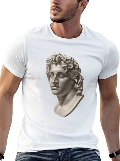 Statue Head Graphic Tee - Classic Black Cotton T-Shirt