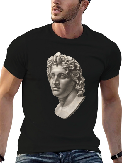 Statue Head Graphic Tee - Classic Black Cotton T-Shirt