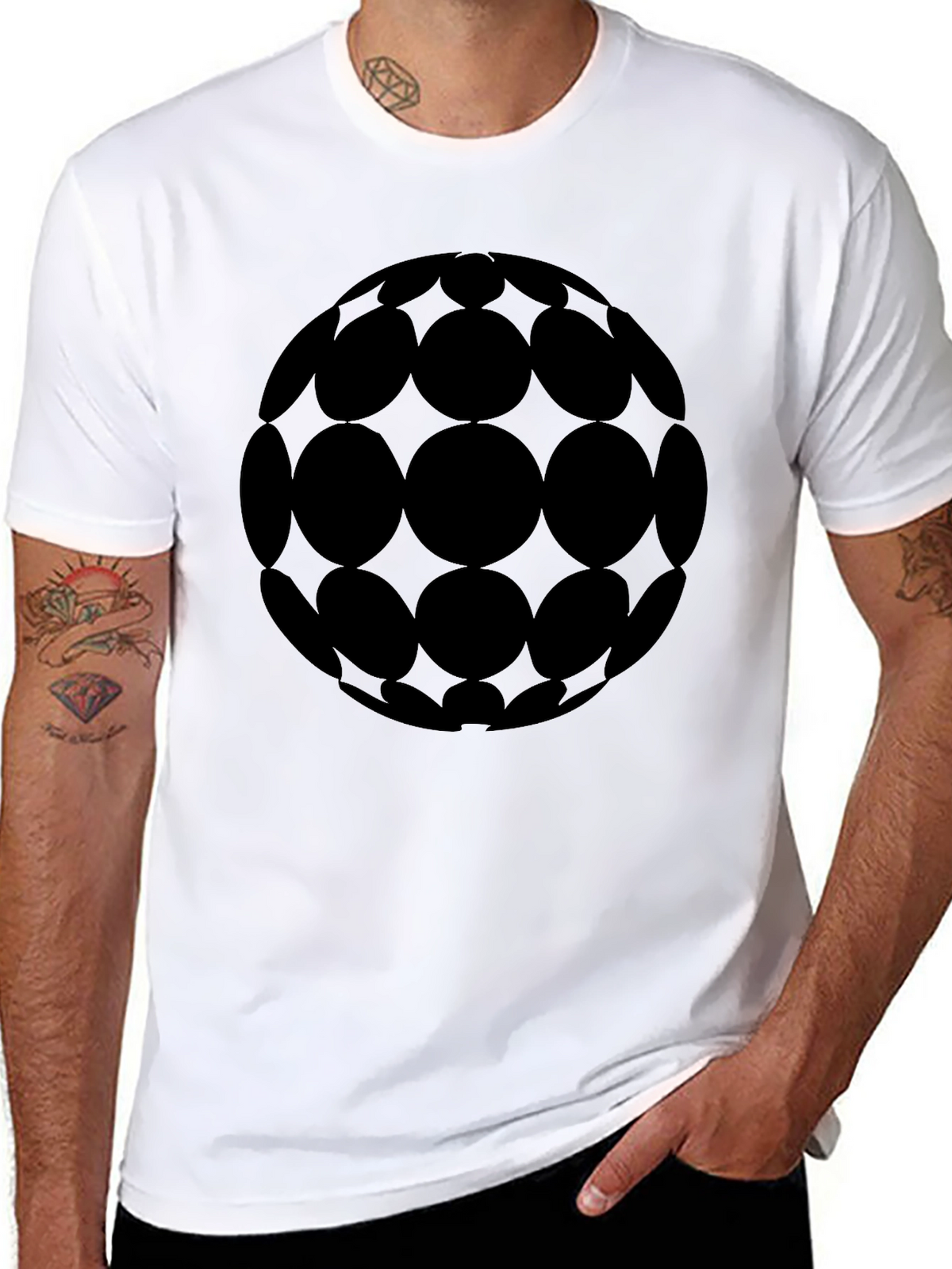 Geometric Sphere Graphic Tee - Stylish Black T-Shirt