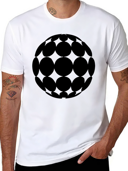 Geometric Sphere Graphic Tee - Stylish Black T-Shirt