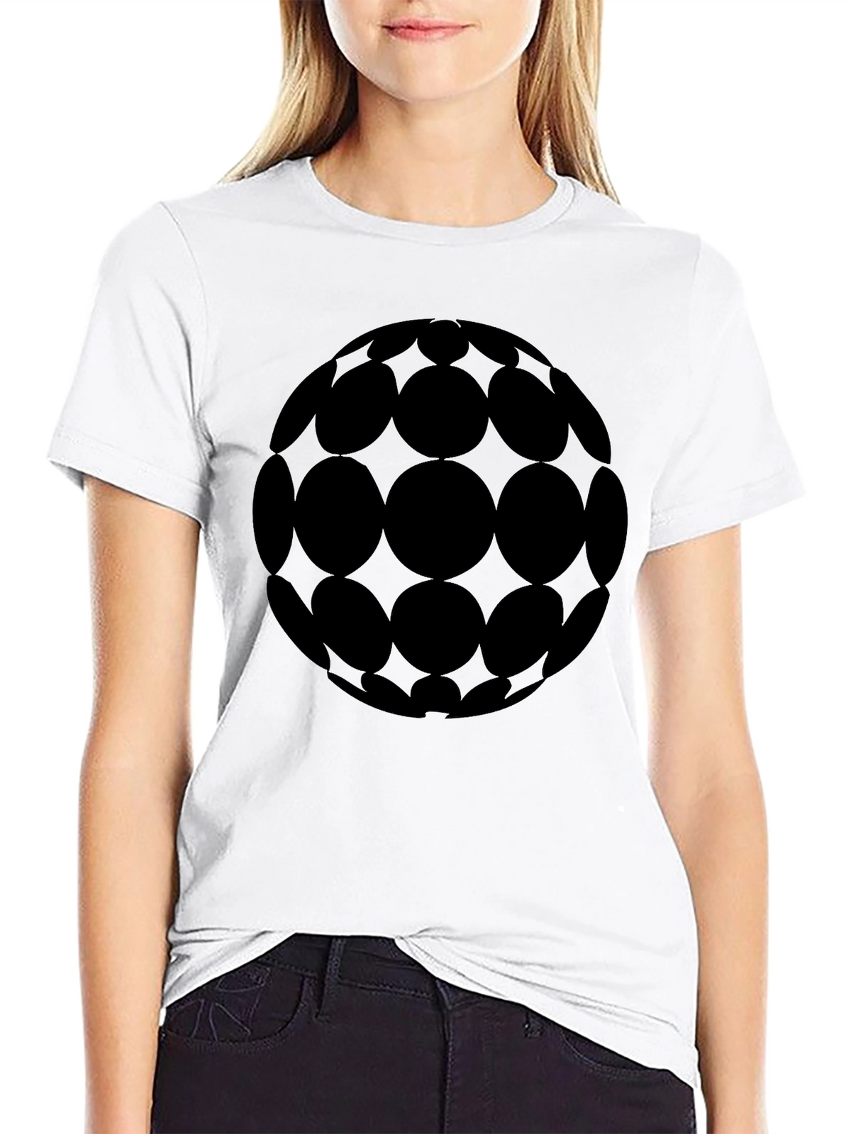 Geometric Sphere Graphic Tee - Stylish Black T-Shirt