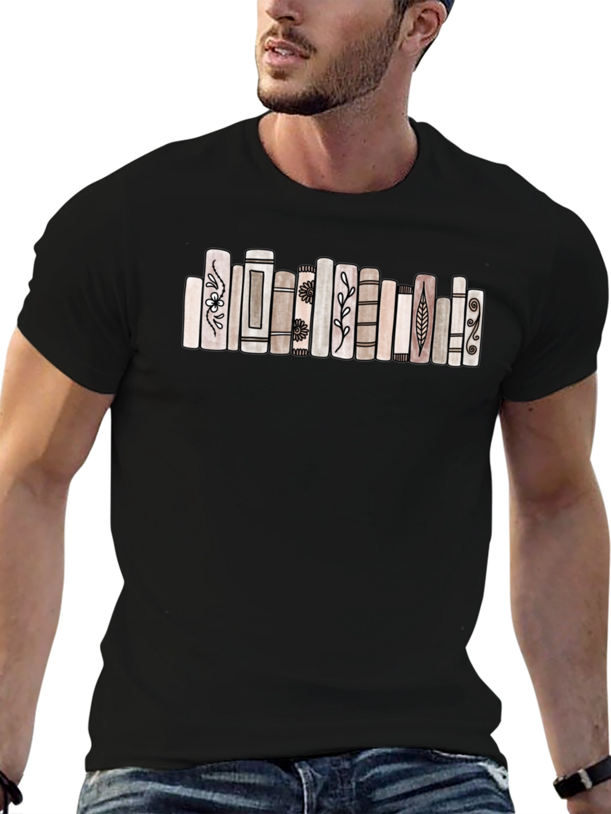 Book Stack Graphic Tee - Stylish & Unique