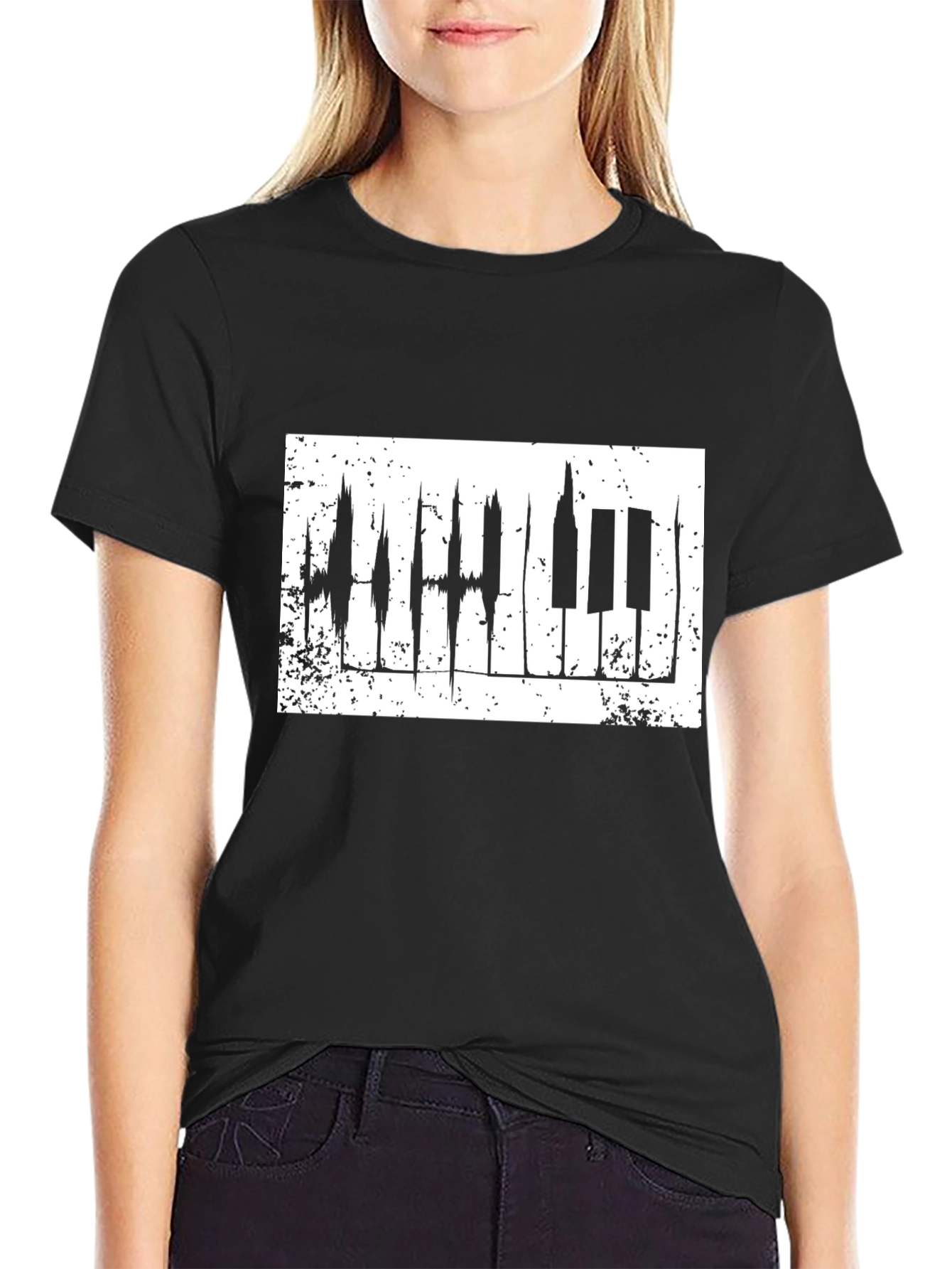 Piano Keys Graphic Black T-Shirt - Music Lover Tee