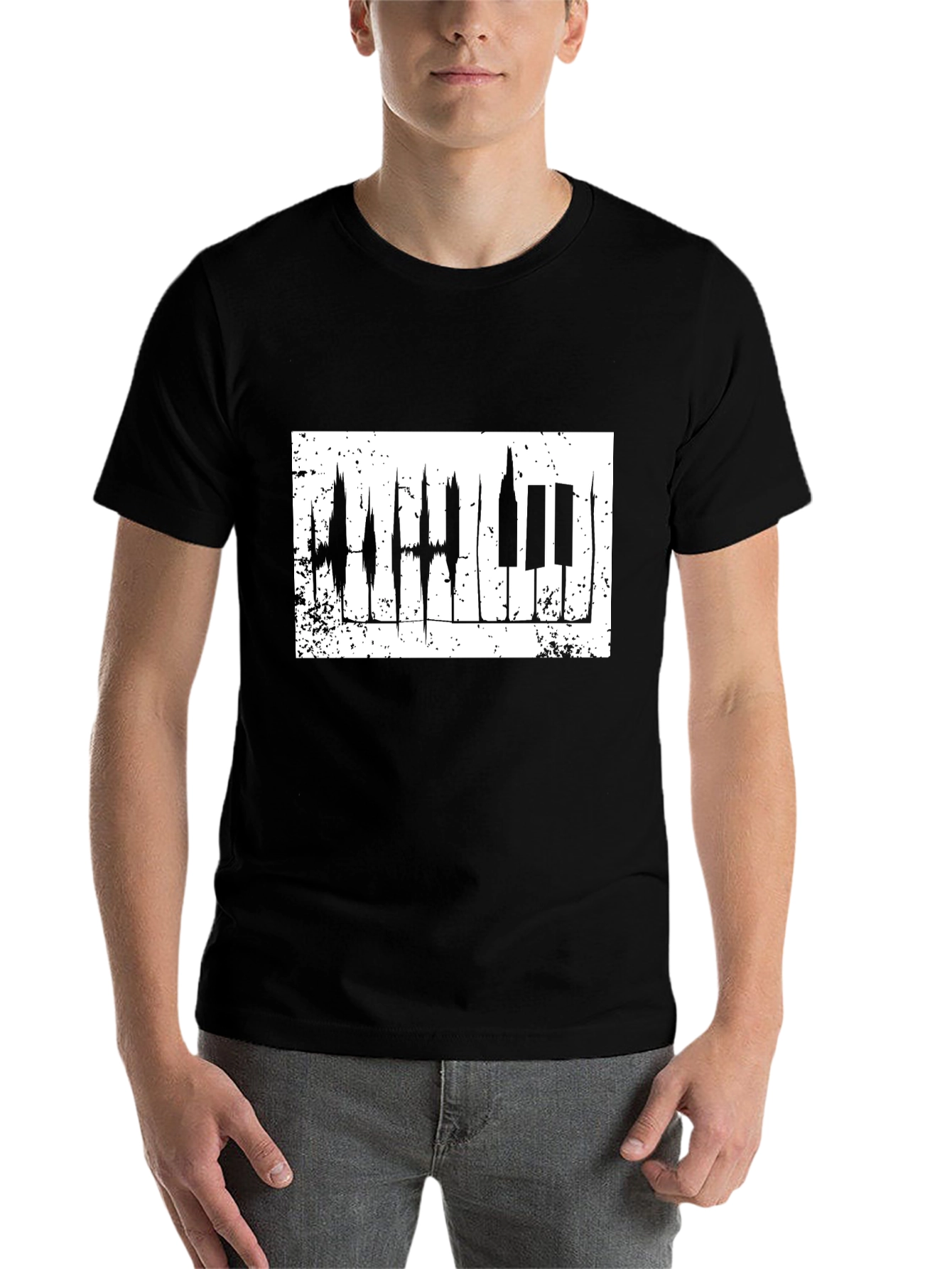Piano Keys Graphic Black T-Shirt - Music Lover Tee