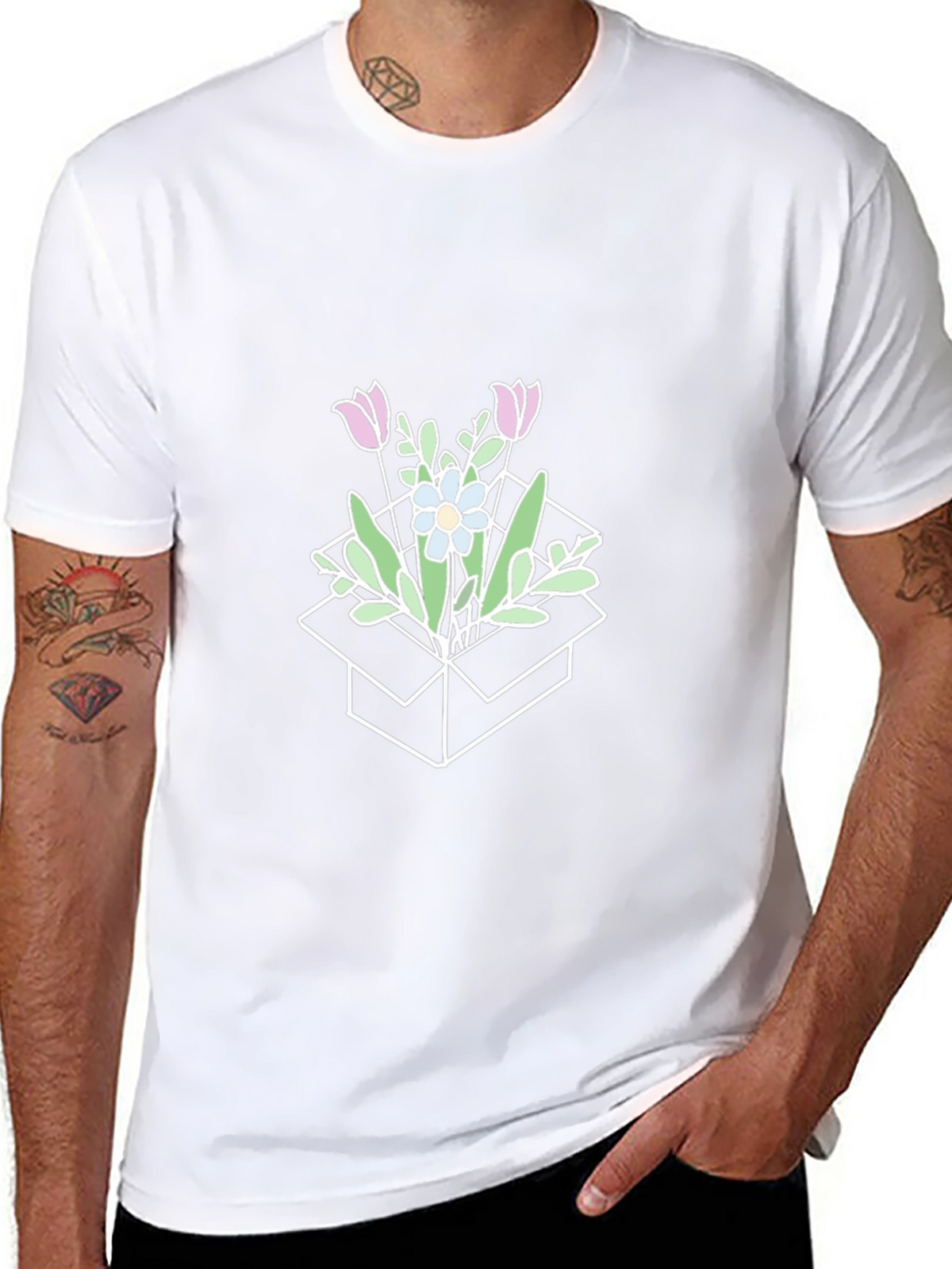 Floral Box Graphic T-Shirt - Stylish Casual Wear