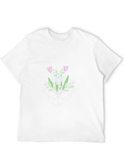 Floral Box Graphic T-Shirt - Stylish Casual Wear