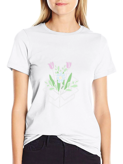 Floral Box Graphic T-Shirt - Stylish Casual Wear