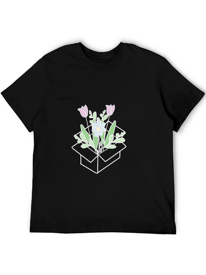 Floral Box Graphic T-Shirt - Stylish Casual Wear