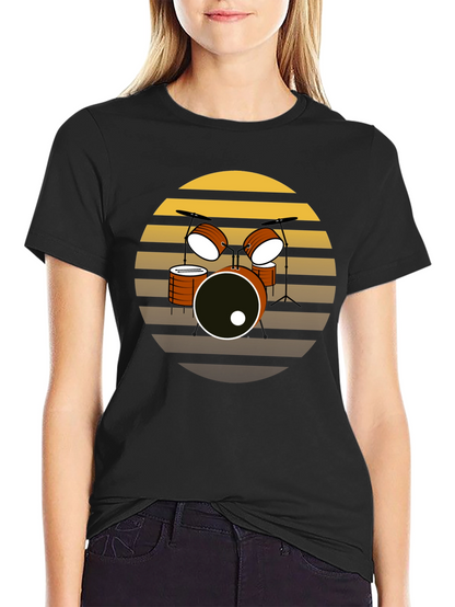 Retro Drum Set T-Shirt - Musician Tee