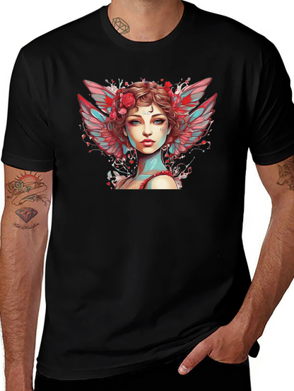 Angel Woman Graphic Tee - Black Cotton Blend