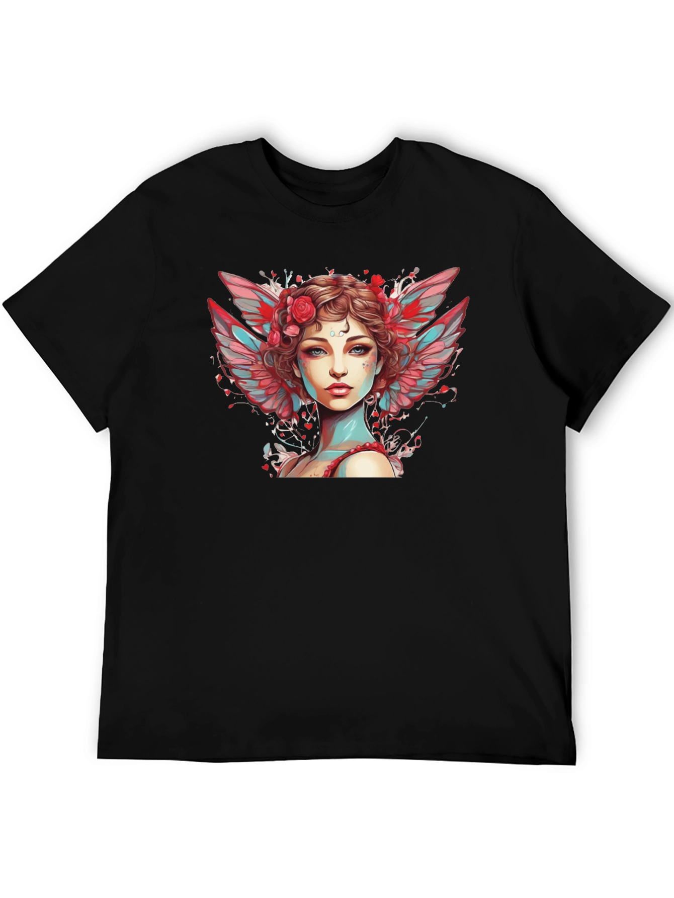 Angel Woman Graphic Tee - Black Cotton Blend