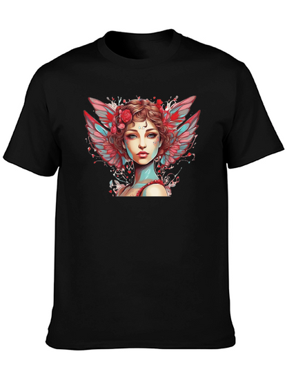 Angel Woman Graphic Tee - Black Cotton Blend