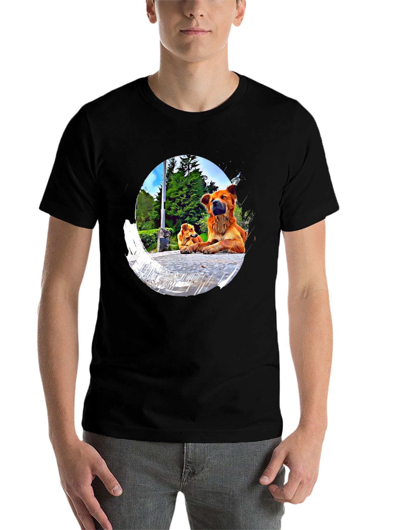 Dogs in Circle Graphic T-Shirt