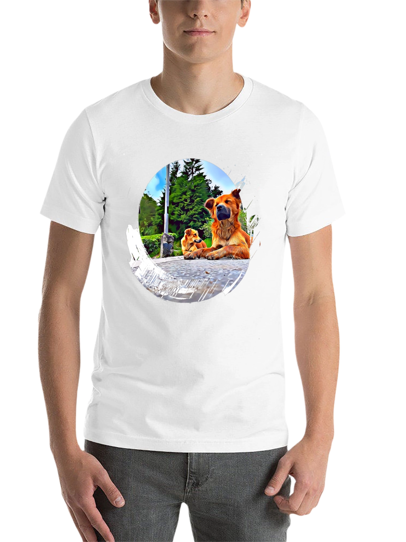 Dogs in Circle Graphic T-Shirt
