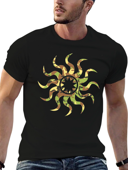 Camo Sunburst Graphic Black T-Shirt
