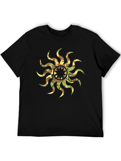 Camo Sunburst Graphic Black T-Shirt