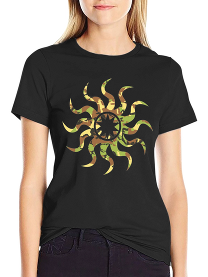 Camo Sunburst Graphic Black T-Shirt