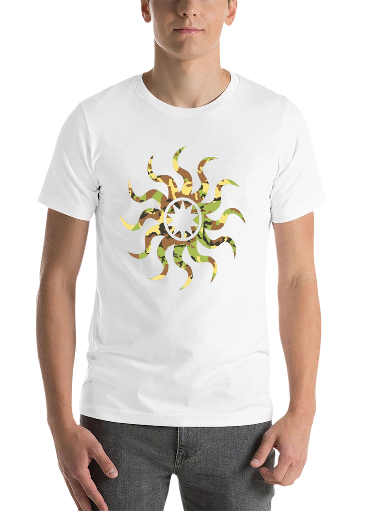 Camo Sunburst Graphic Black T-Shirt