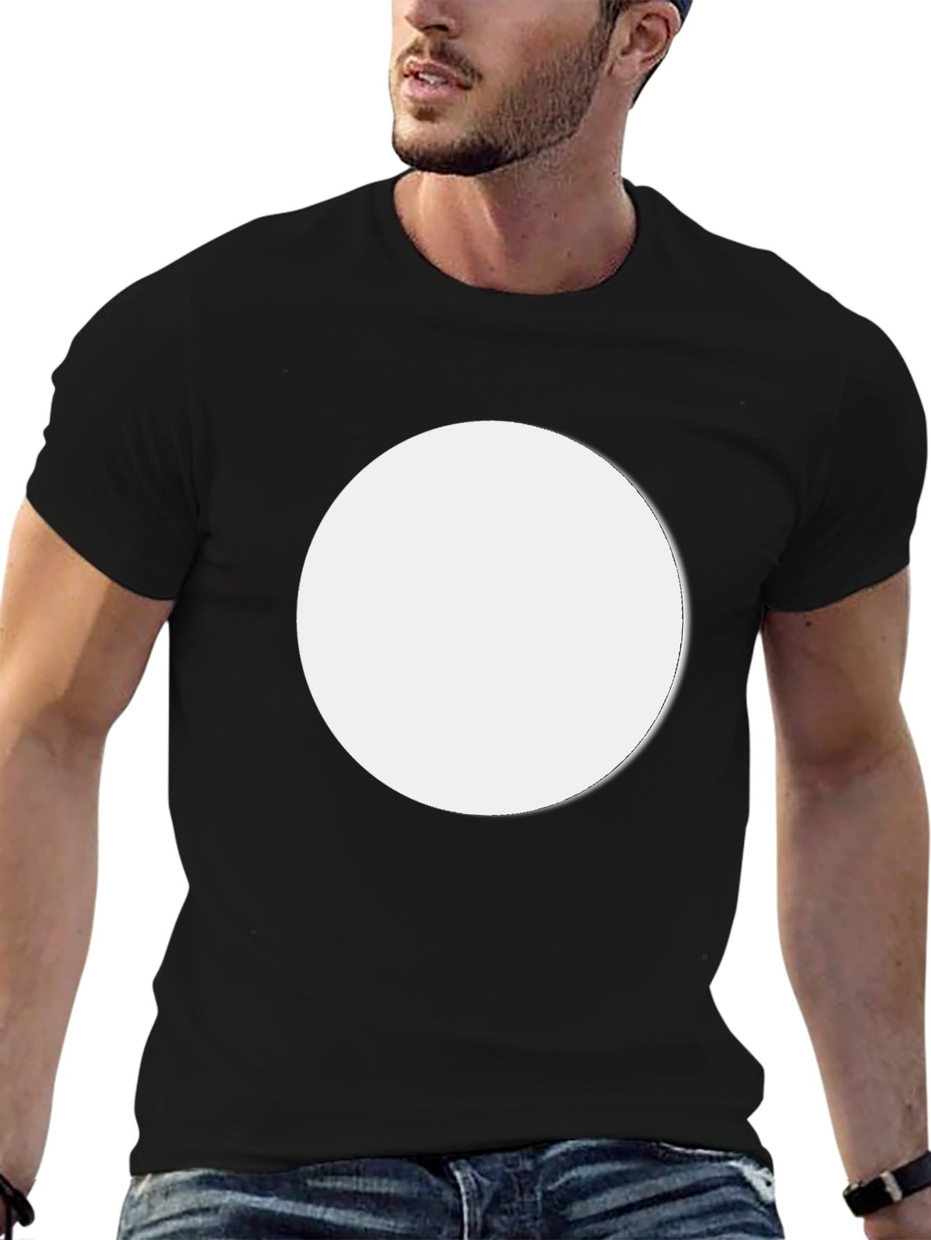 Classic Black T-Shirt with Customizable White Circle