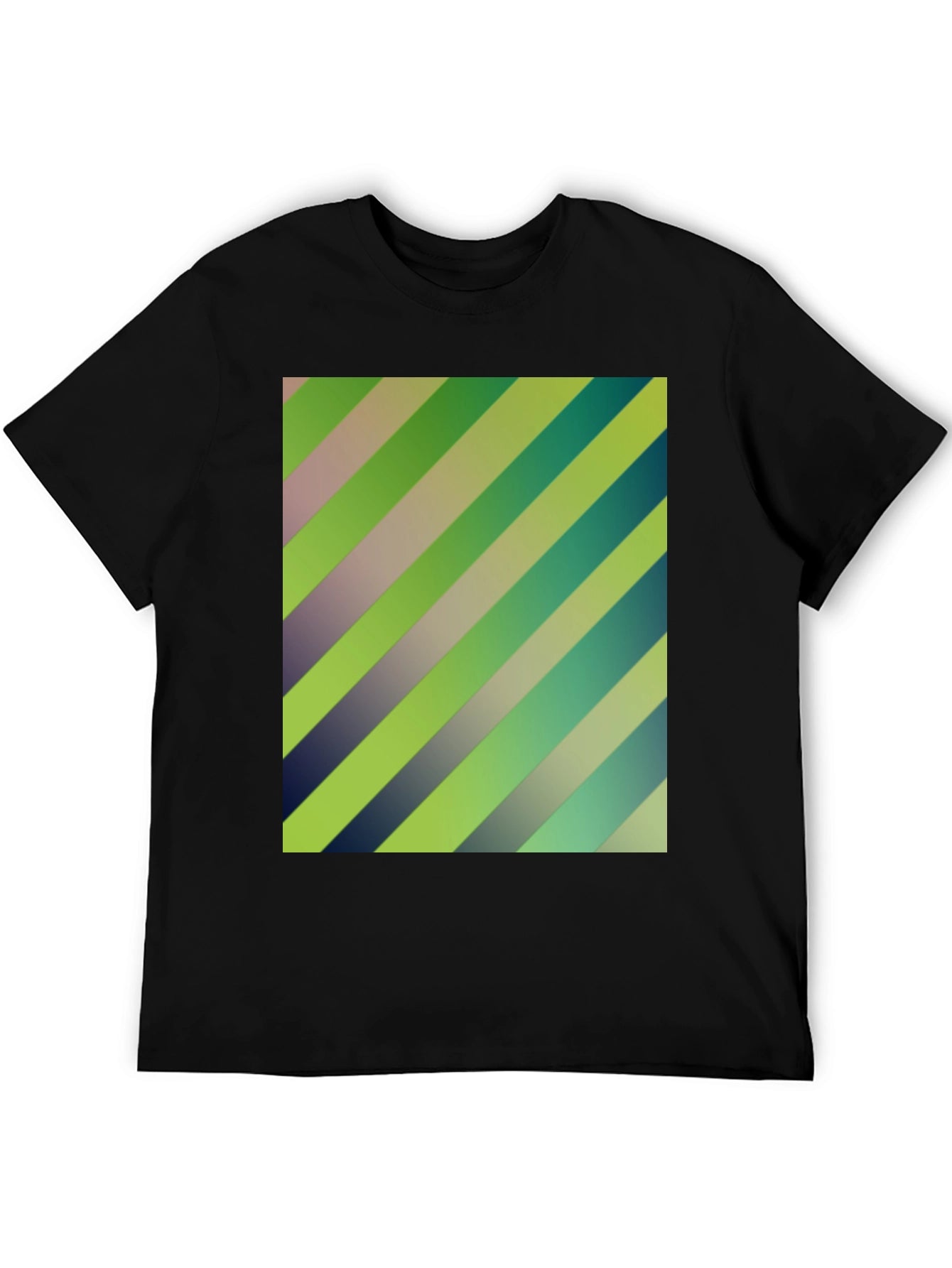 Striped Graphic Print Mens Black T-Shirt