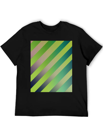 Striped Graphic Print Mens Black T-Shirt