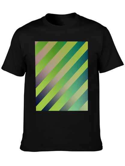 Striped Graphic Print Mens Black T-Shirt