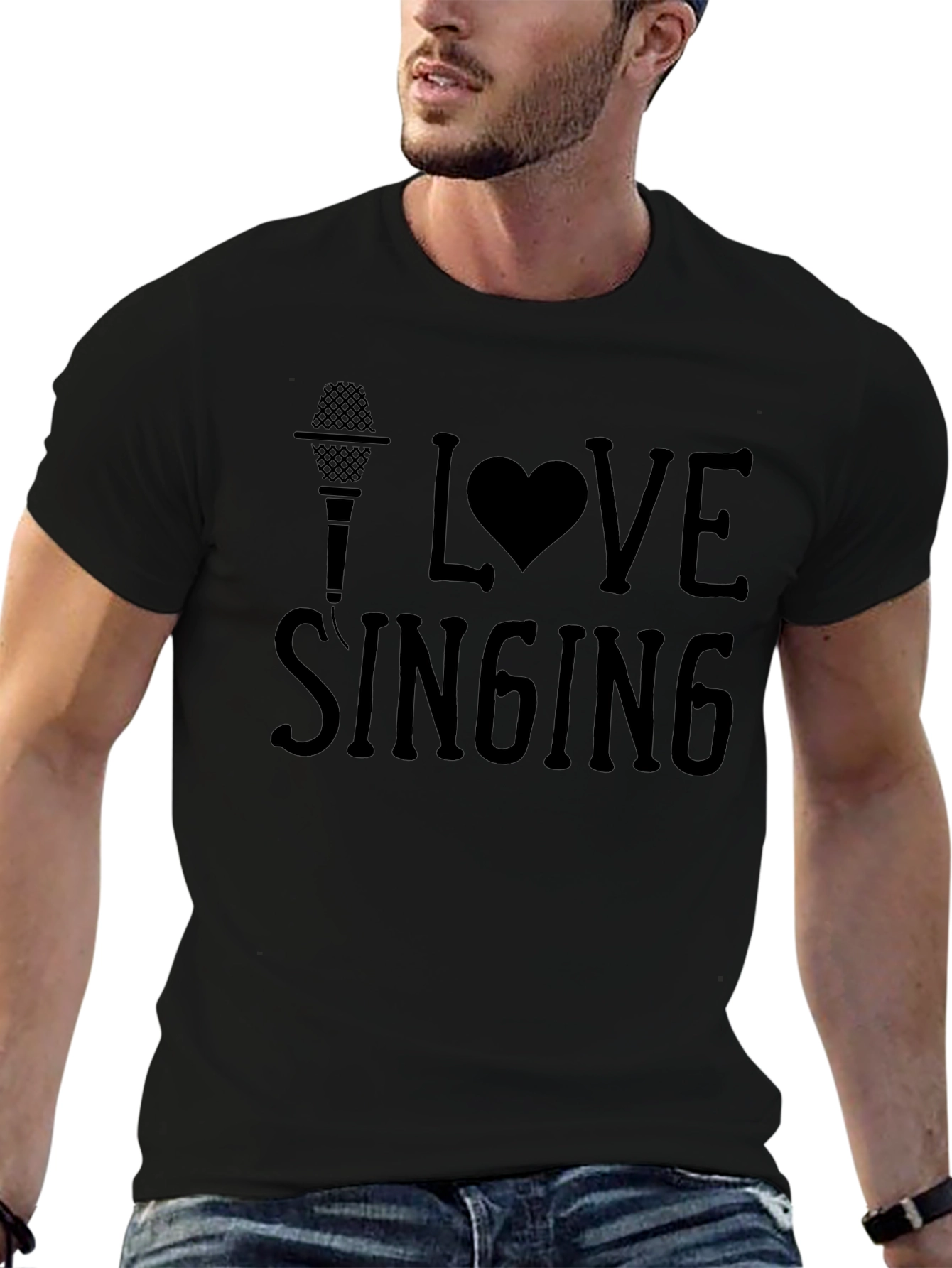 I Love Singing Graphic Tee - Black