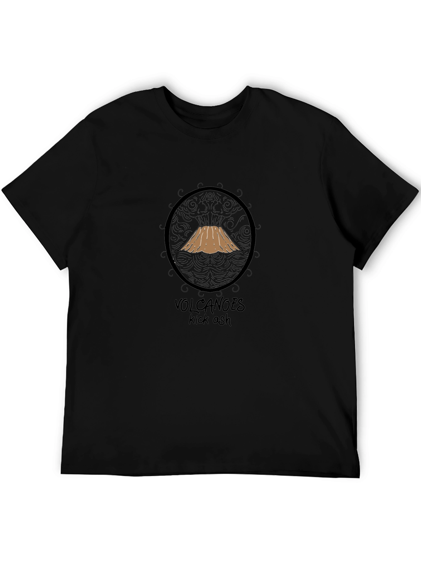 Volcanoes Kick Ash Graphic T-Shirt - Black