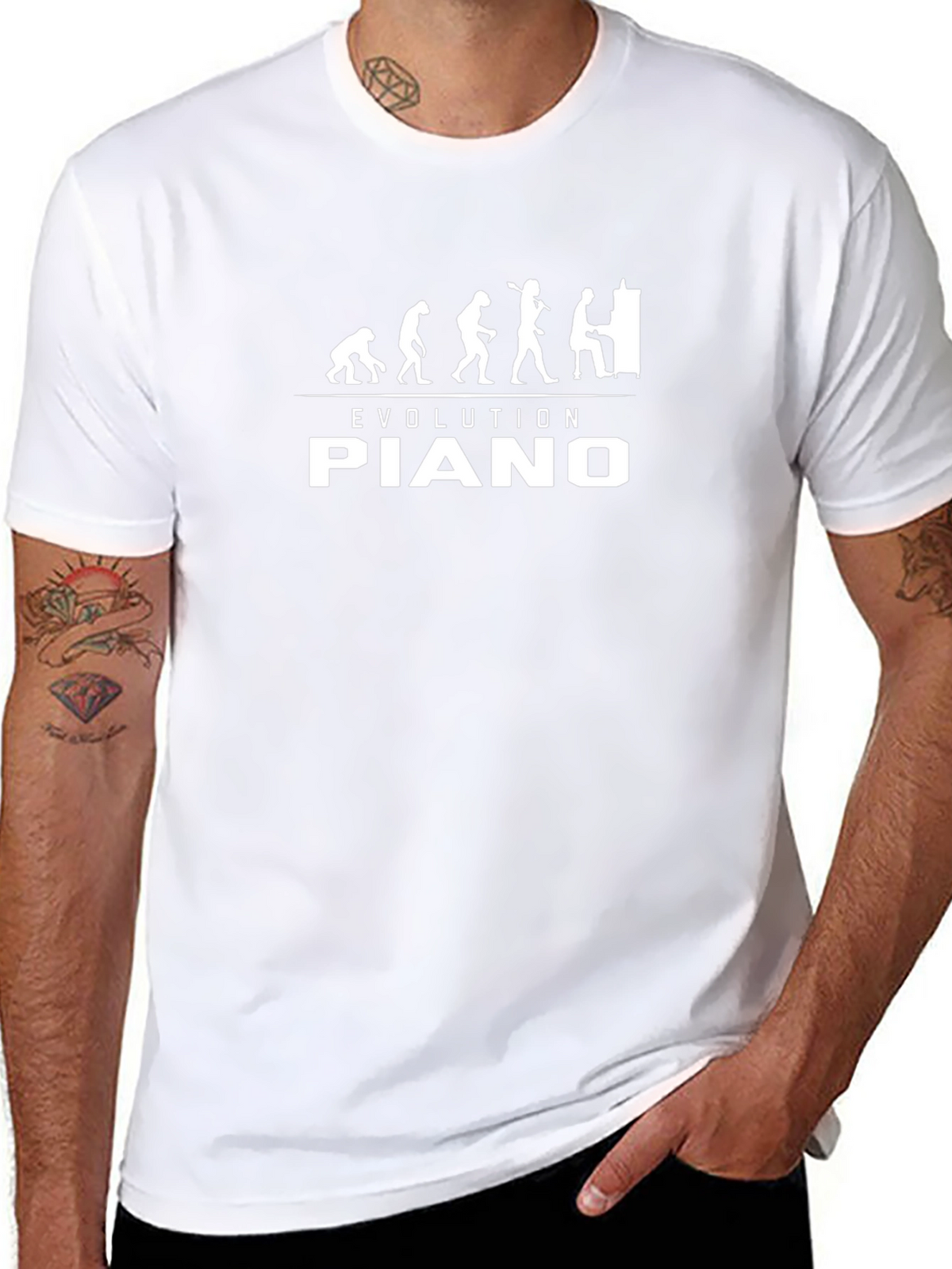 Evolution of Piano Player Black T-Shirt