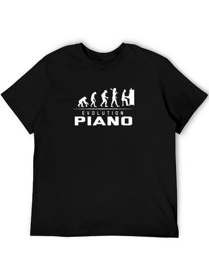 Evolution of Piano Player Black T-Shirt