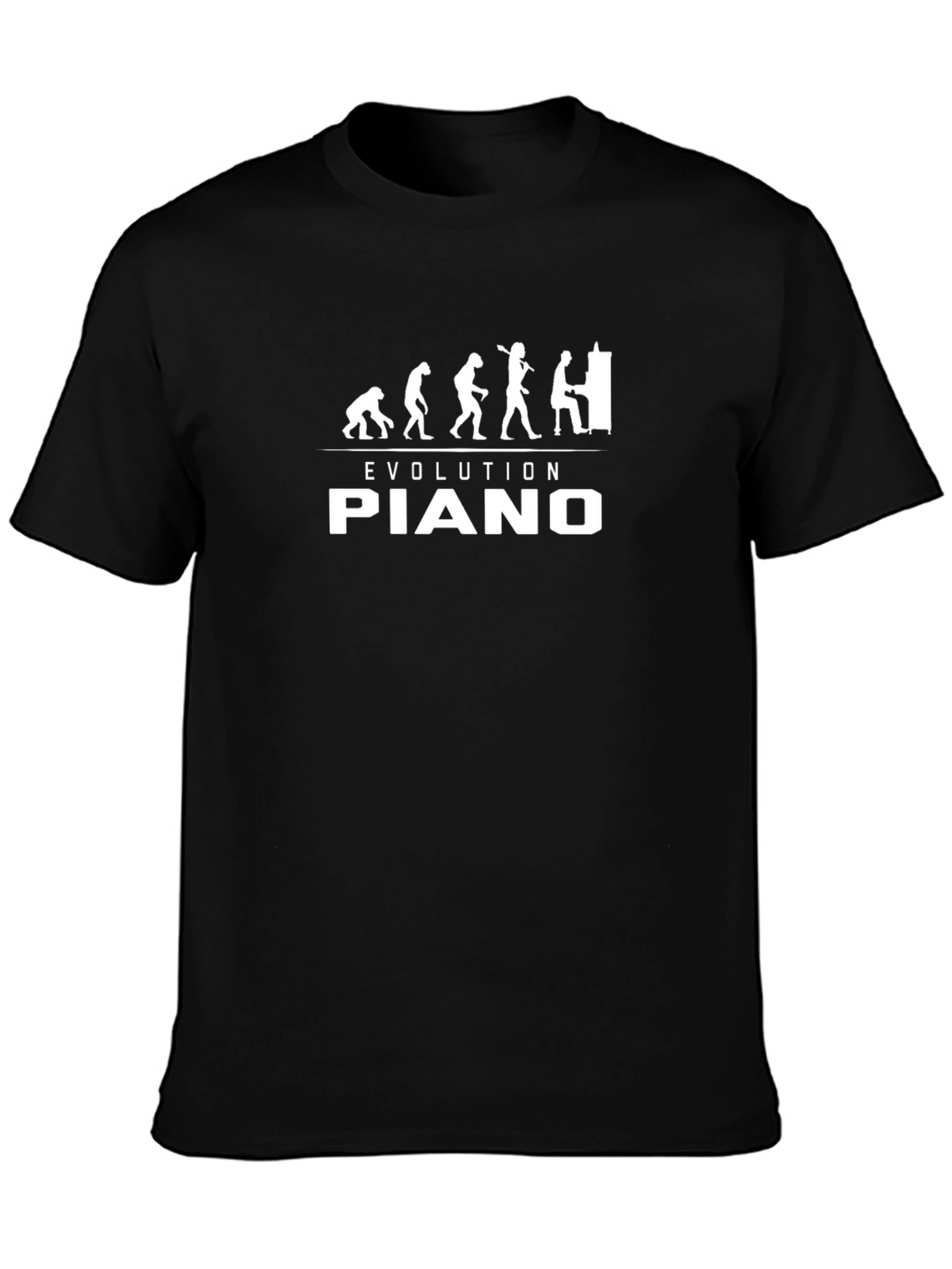 Evolution of Piano Player Black T-Shirt